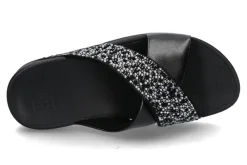Damen Fitflop Pantolette LULU CRYSTAL-MIX METALLIC CROSS- all black/schwarz
