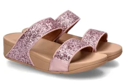 Damen Fitflop Pantolette LULU GLITTER SLIEDES- metallic soft blush