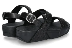 Damen Fitflop Pantolette LULU GLITTER BACK STRAP SANDALS BLACK