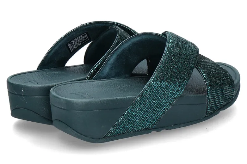 Damen Fitflop Pantolette LULU GLITTERBALL CROSS- metallic deep teal
