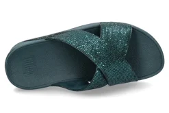 Damen Fitflop Pantolette LULU GLITTERBALL CROSS- metallic deep teal