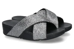 Damen Fitflop Pantolette LULU GLITTERBALL CROSS- silver