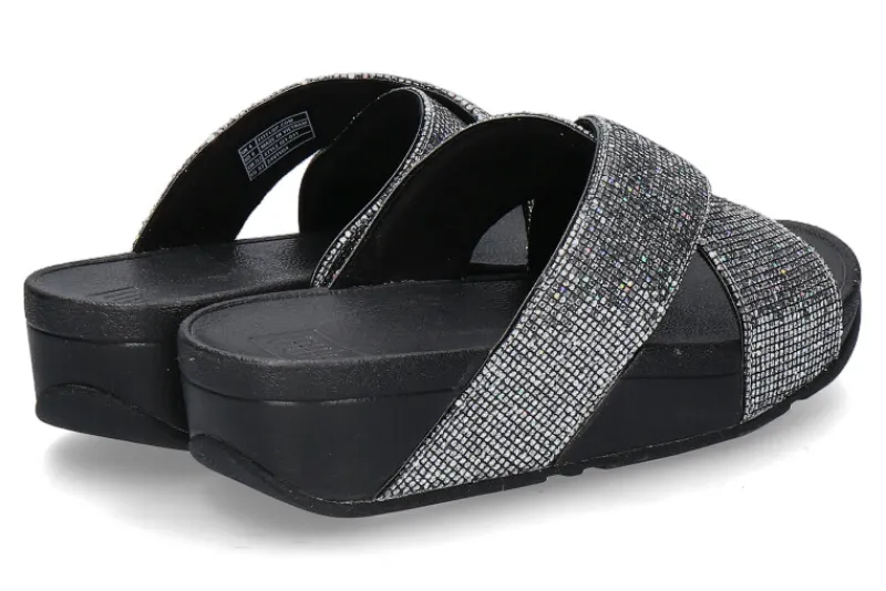 Damen Fitflop Pantolette LULU GLITTERBALL CROSS- silver