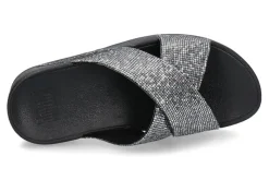 Damen Fitflop Pantolette LULU GLITTERBALL CROSS- silver