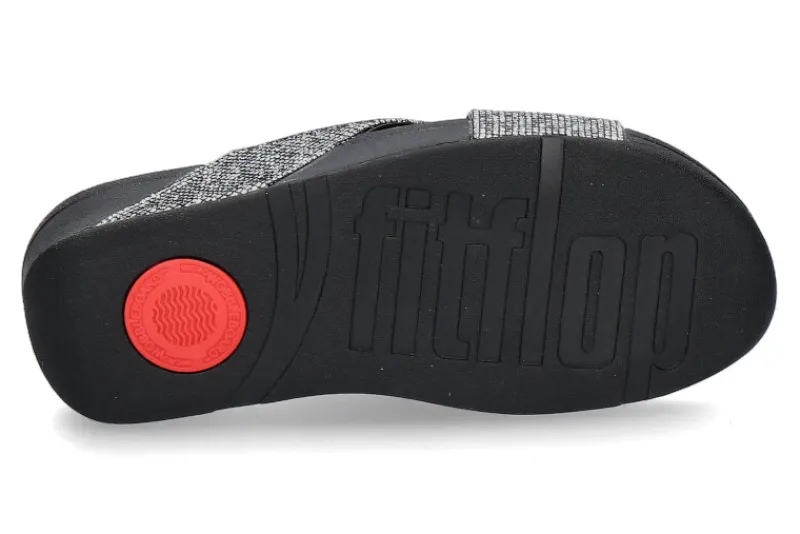 Damen Fitflop Pantolette LULU GLITTERBALL CROSS- silver