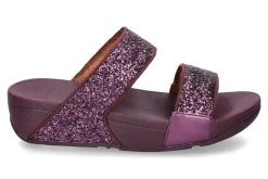 Damen Fitflop Pantolette LULU GLITTER SLIDES- metallic mauve wine