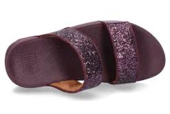 Damen Fitflop Pantolette LULU GLITTER SLIDES- metallic mauve wine
