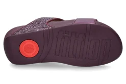 Damen Fitflop Pantolette LULU GLITTER SLIDES- metallic mauve wine