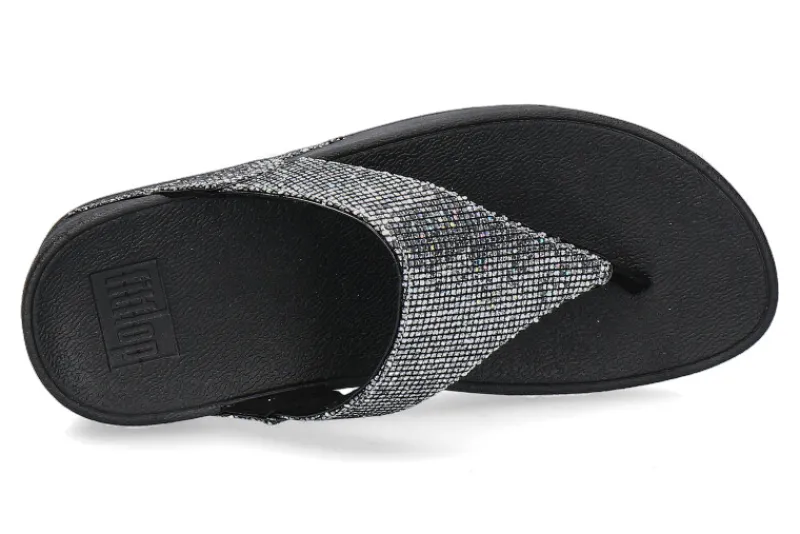 Damen Fitflop Pantolette LULU GLITTERBALL TOE-POST- silver