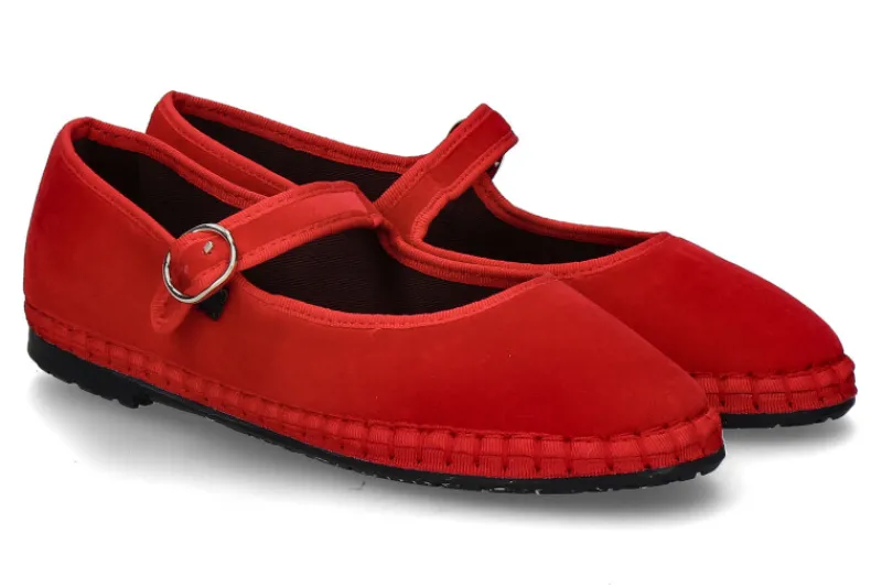 Damen Flabelus Riemenballerina MELLARK SAMT- rot