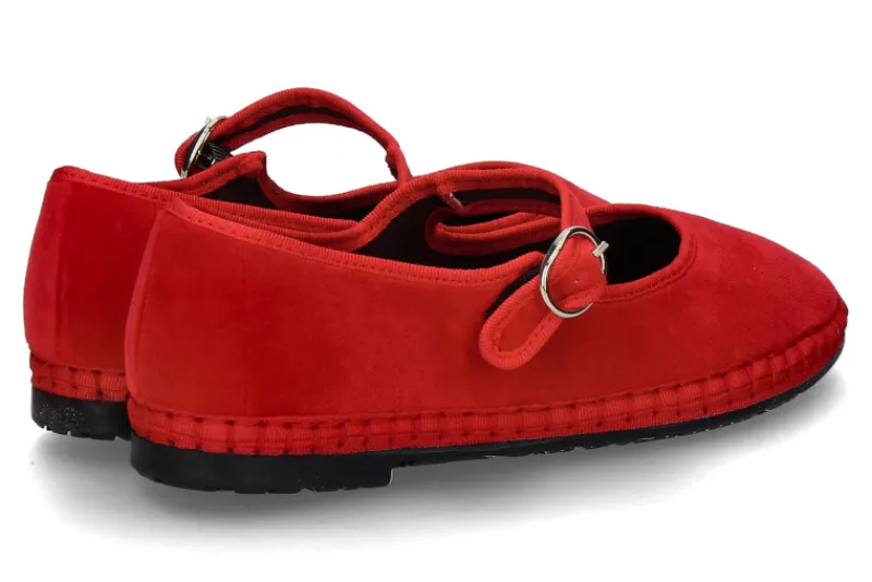 Damen Flabelus Riemenballerina MELLARK SAMT- rot