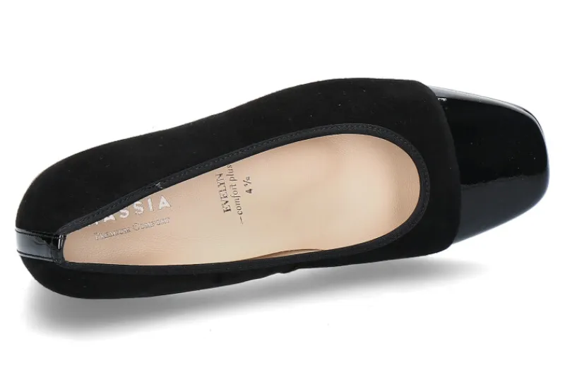 Damen Hassia Pumps EVELYN SAMTKID LEDER- schwarz