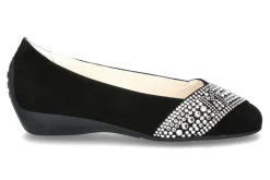 Damen Mania Ballerina CAMOSCIO NERO SILVER STRASS (37 )
