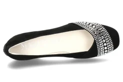 Damen Mania Ballerina CAMOSCIO NERO SILVER STRASS (37 )