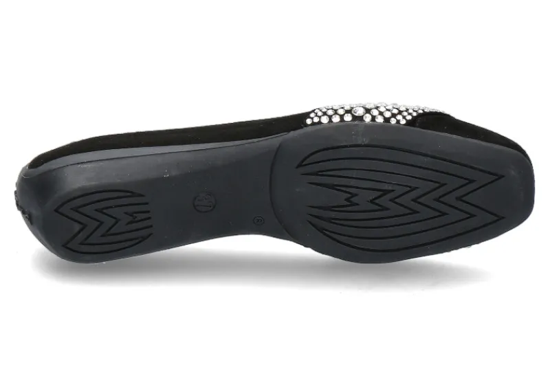 Damen Mania Ballerina CAMOSCIO NERO SILVER STRASS (37 )