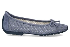 Damen Mania Ballerina PERFORATO CAMOSCIO JEANSBLU