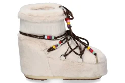 Damen Moon Boot Bootie ICON LOW FAUX FUR BEADS- cream