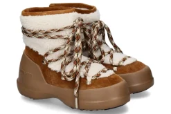 Damen Moon Boot Bootie LUNA SHEARLING SUEDE- whisky/offwhite