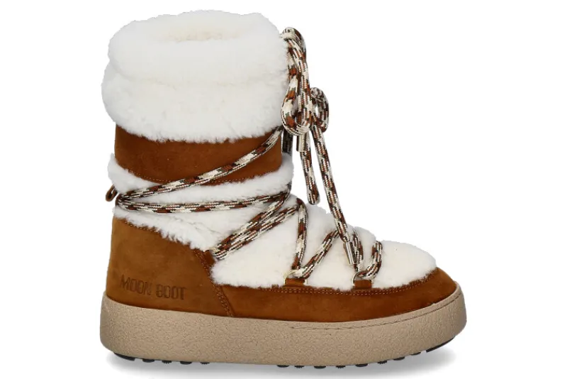 Damen Moon Boot Snowboot gefüttert LTRACK SHEARLING- whiskey/off white