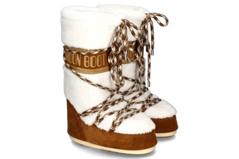 Damen Moon Boot Snowboot warmgefüttert ICON SHEARLING WHISKY OFF WHITE