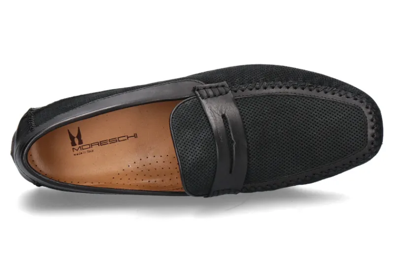 Herren Moreschi Mokassin BAHAMAS PERFORATO NERO (43½)