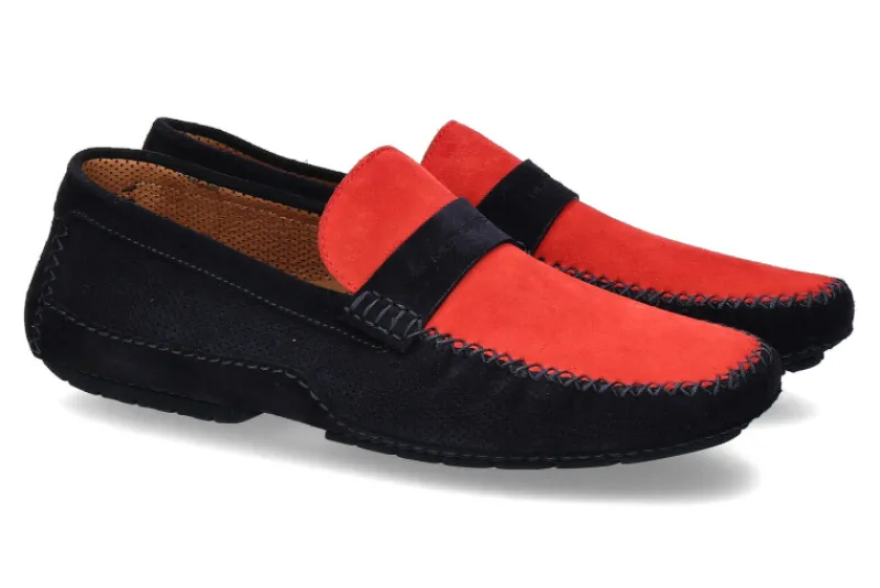 Herren Moreschi Mokassin CAMOSCIO BLU SCURO ROSSO (42½)