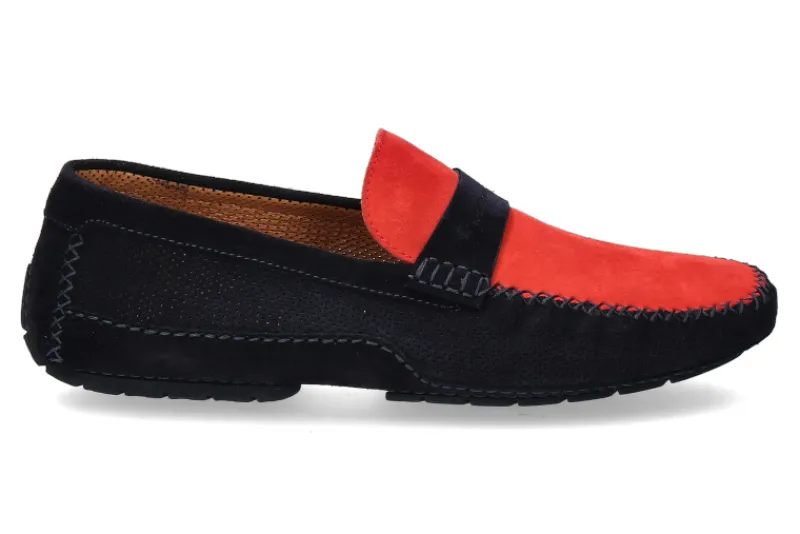 Herren Moreschi Mokassin CAMOSCIO BLU SCURO ROSSO (42½)