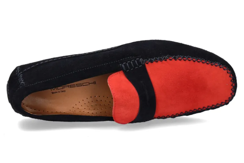 Herren Moreschi Mokassin CAMOSCIO BLU SCURO ROSSO (42½)