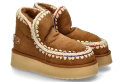 Damen mou Boots gefüttert ESKIMO 18 PLATFORM RHINESTONES- cognac