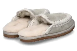 Damen mou Pantolette gefüttert SLIPPER FULL ESKIMO STITCH- silber