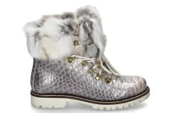 Damen New Italia Shoes Stiefelette KANNINCHENFELL GRAU GLITTER (36)
