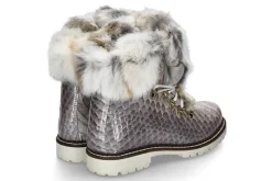 Damen New Italia Shoes Stiefelette KANNINCHENFELL GRAU GLITTER (36)