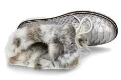 Damen New Italia Shoes Stiefelette KANNINCHENFELL GRAU GLITTER (36)