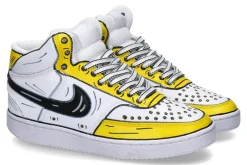 Herren Ballo Da Sola Nike by BallodaSola Sneaker  MID CUSTOMIZED CARTOON YELLOW