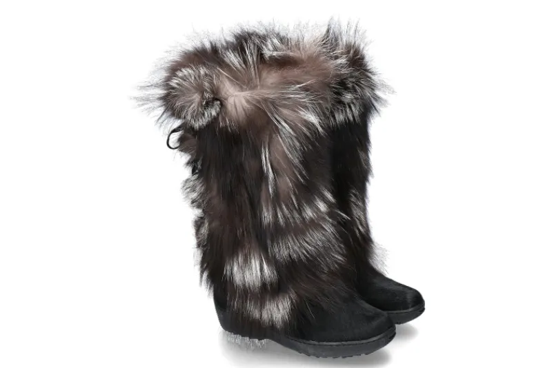 Damen Oscar Sport Fellstiefel KIM NERO-SILVER