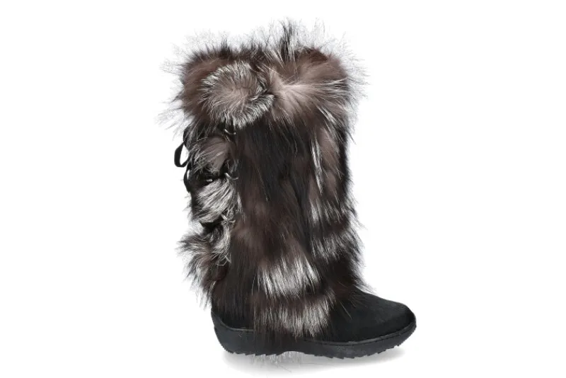 Damen Oscar Sport Fellstiefel KIM NERO-SILVER