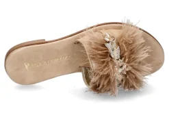 Damen Paola Fiorenza Pantolette PIUMA CAMEL DRILL LEGNO- gold ambra