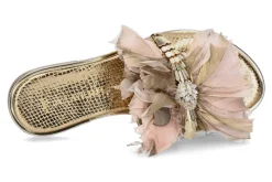 Damen Paola Fiorenza Pantolette COBRA LAMINATO snake gold piume