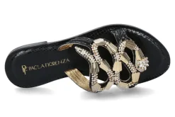 Damen Paola Fiorenza Pantolette PELLE STAMPO COBRA nero snake gold