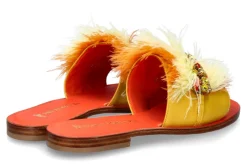Damen Paola Fiorenza Pantolette PIUMA ARANCIO GIALLA- pelle gialla gold