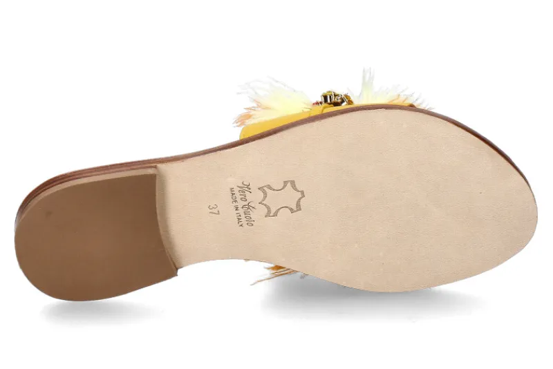 Damen Paola Fiorenza Pantolette PIUMA ARANCIO GIALLA- pelle gialla gold