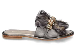 Damen Paola Fiorenza Pantolette PIUMA GREY GOLD- wash fucile black