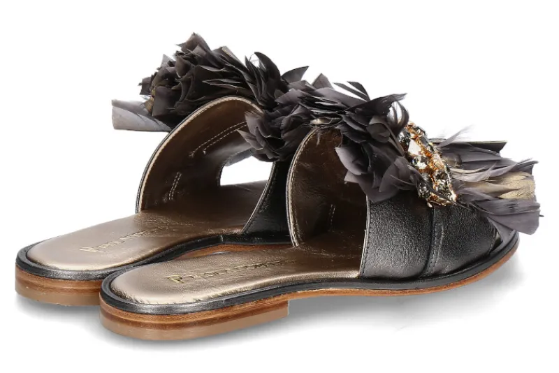 Damen Paola Fiorenza Pantolette PIUMA GREY GOLD- wash fucile black