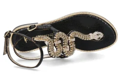 Damen Paola Fiorenza Sandale COBRA LAMINATO NERO- snake pietre black gold