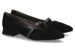 Damen Paul Green Ballerina SAMTZIEGE- schwarz