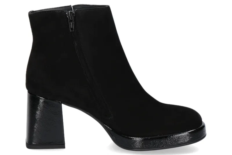 Damen Paul Green Stiefelette SAMTZIEGE KNAUTSCHLACK- schwarz