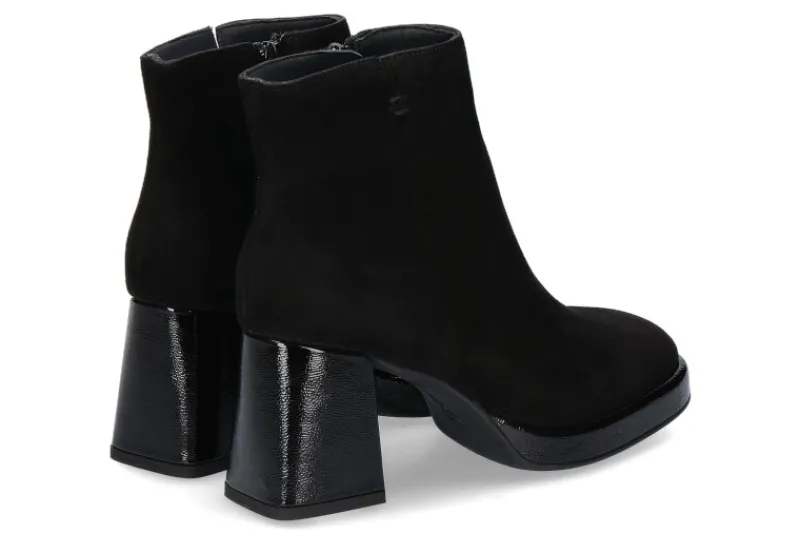 Damen Paul Green Stiefelette SAMTZIEGE KNAUTSCHLACK- schwarz