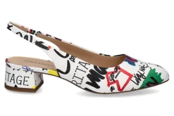 Damen Peter Kaiser Slingpumps NAPPA- white graffiti/weiss