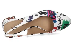 Damen Peter Kaiser Slingpumps NAPPA- white graffiti/weiss