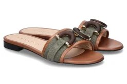 Damen Roberto Festa Pantolette ELVAS JEANS kaky nappa wood